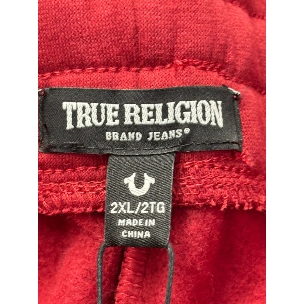 True Religion Hit Jogger Mens XXL Red Dahlia Graphic Fleece Sweatpants 108223